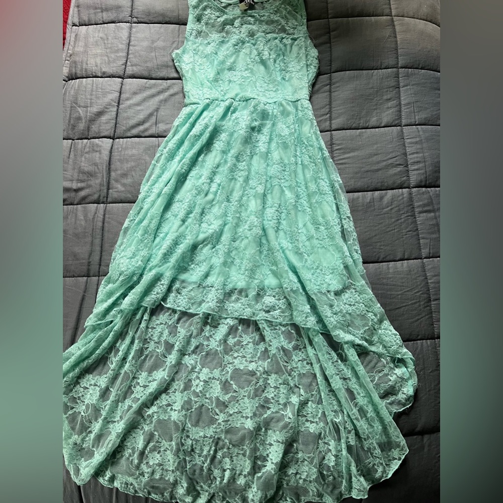 Tiffany Blue Asymmetrical lace dress